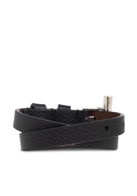 Bracciale A Doppio Giro Con Fibbia A T in Nero ALEXANDER MCQUEEN | 813363-1AAUG1000